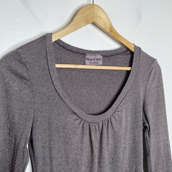 Michael Stars T Shirt Plum Womens One Size 3/4 Sleeve Scoop Neck Tee Minimalist - Picture 2 of 6